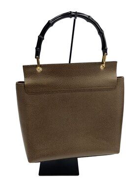 Gucci Bamboo top handle bag dark brown leather bamboo